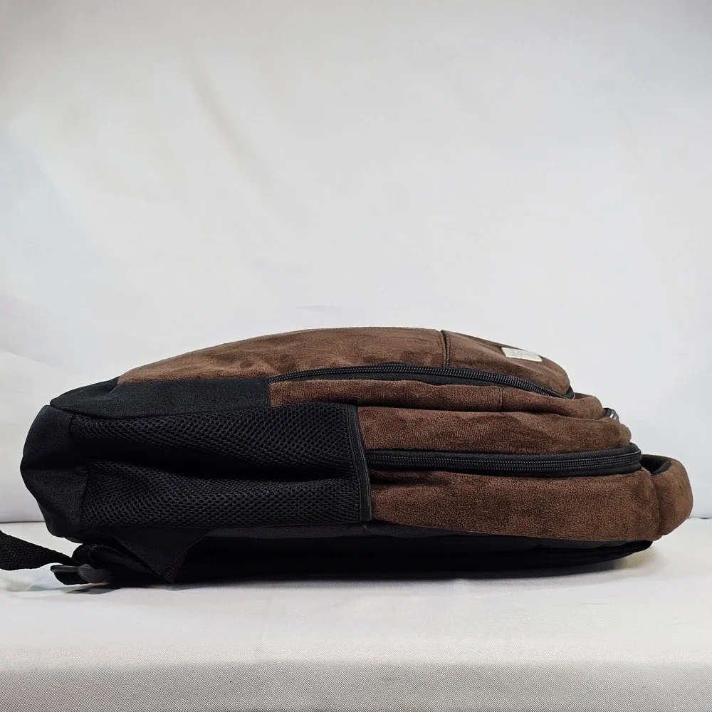 Belmond Hiram Bingham Backpack Brown Faux Suede Black Canvas Travel Bag Mens